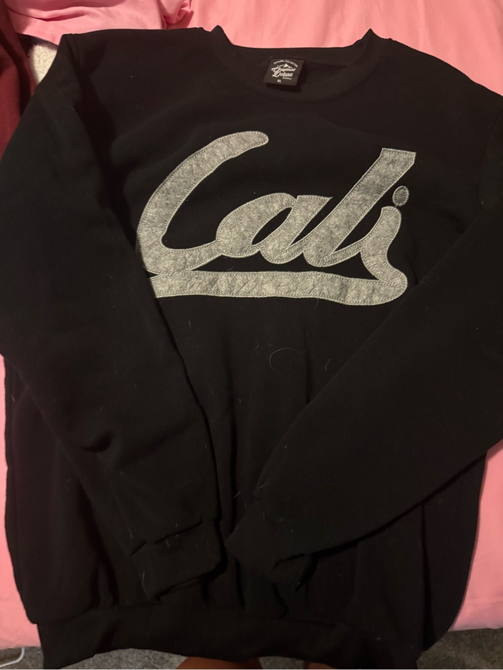 Original Deluxe Black Crewneck with Grey 'Cali' Script